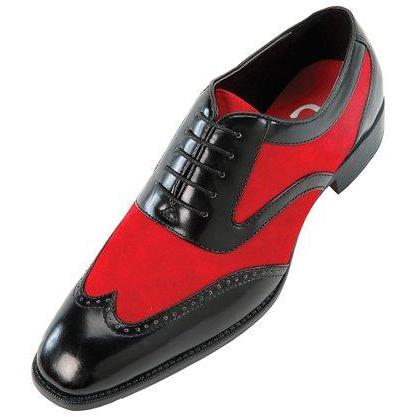 black and red wingtip shoes