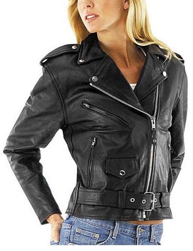 Women Biker Leather Jacket Black Real With Buckle Women Biker Leather Jacket Black Real With Buckle Belt