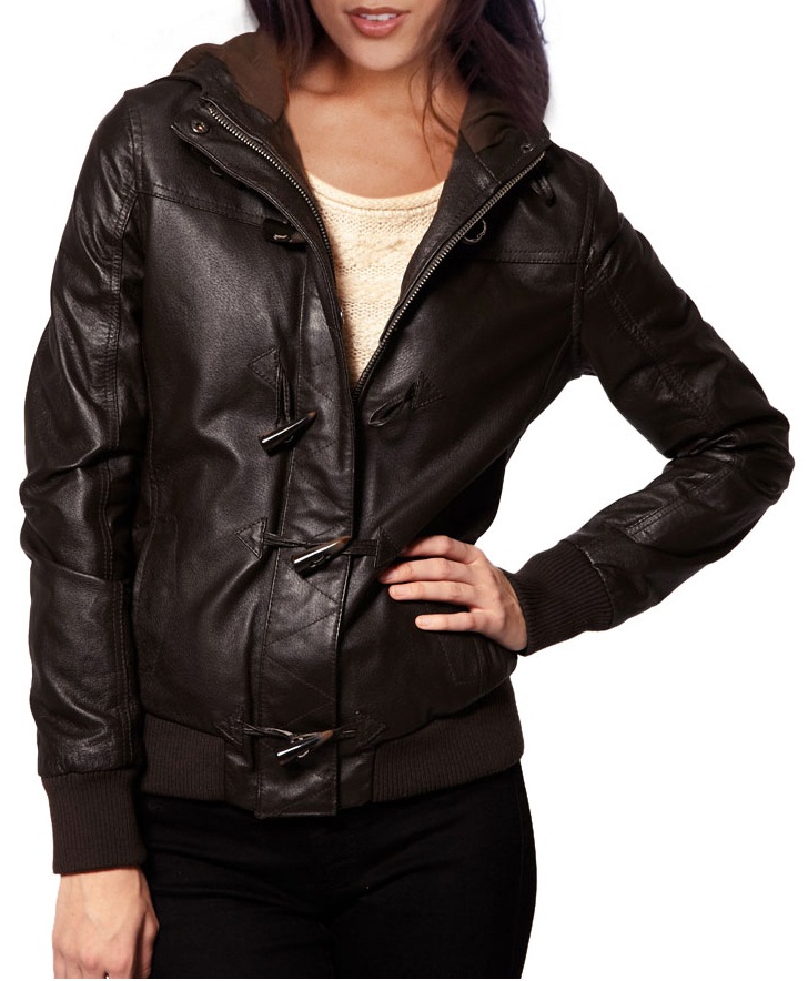 Hooded Leather Jacket For Women, Brown Hooded Jacket, Leather ...