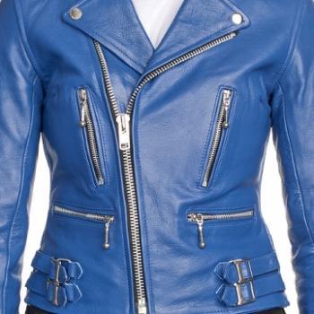 WOMEN'S LEATHER JACKET, BLUE COLOR JACKET WOMEN, BELTED LEATHER ...