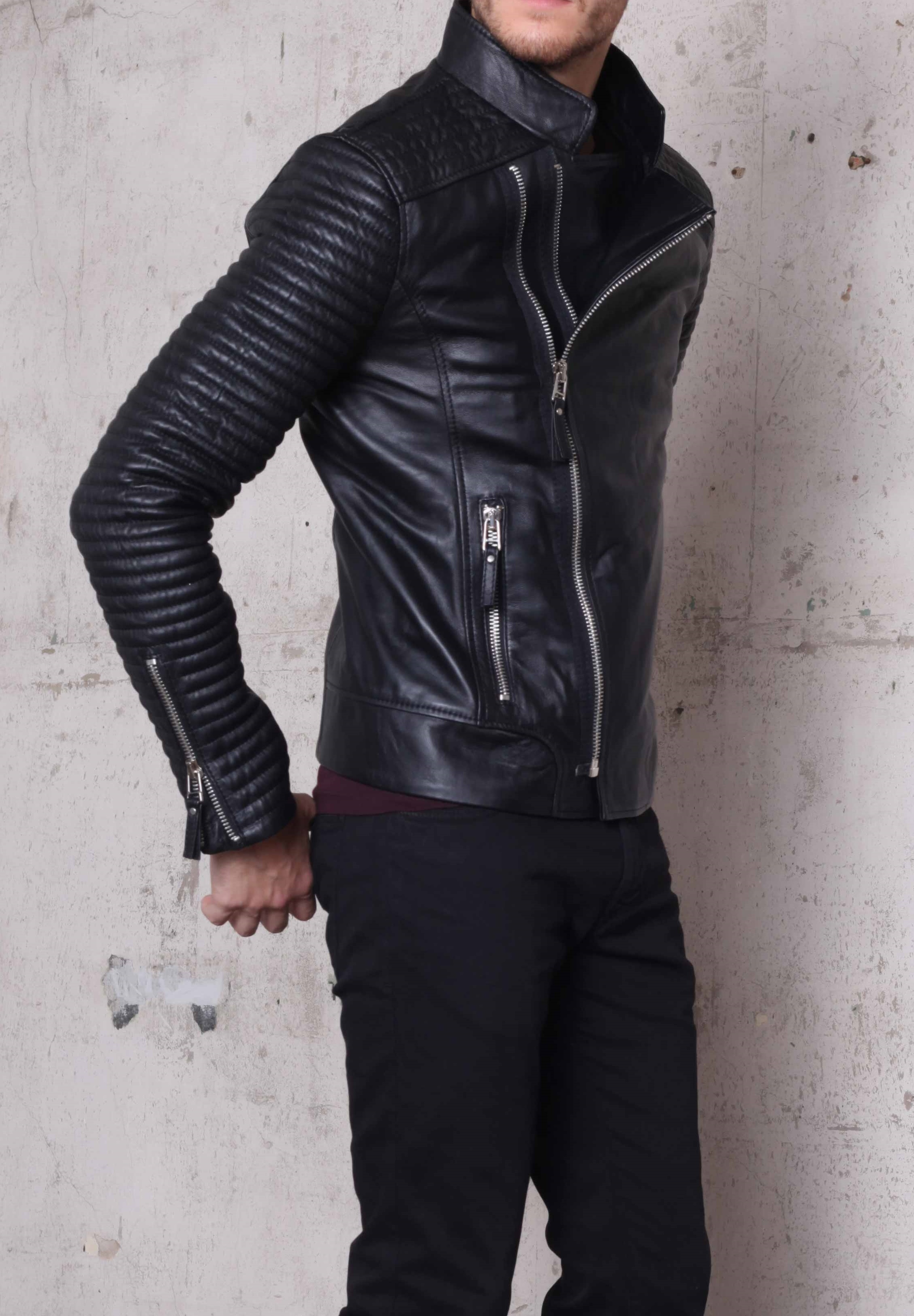 Handmade Mens Biker Leather Jacket, Men Fashion Rider Black ...